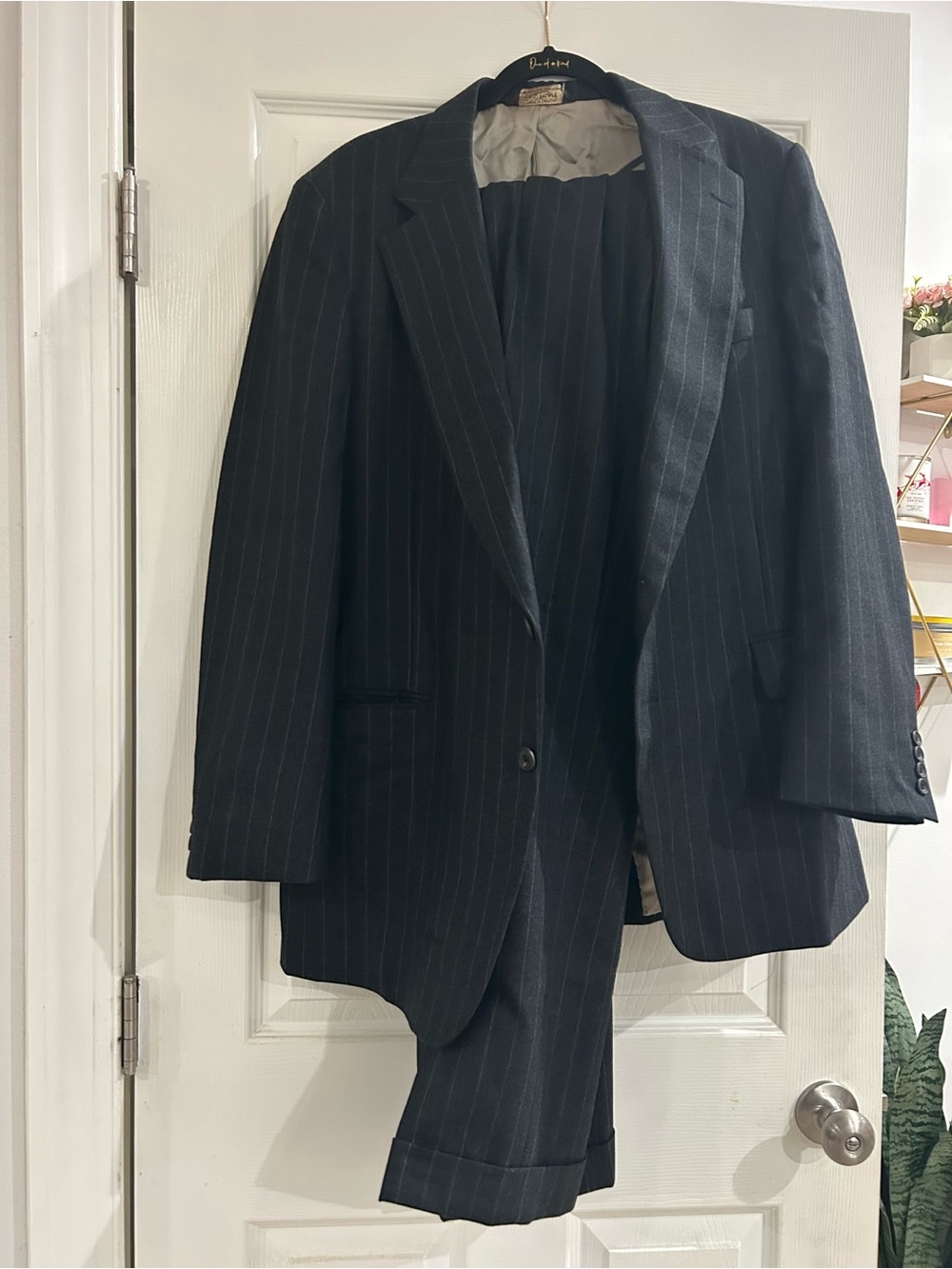 Paul Stuart Black Pinstripe Two-Piece Suit